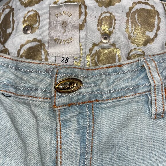 PARIS HILTON "That's Hot" HIP HUGGER LOW RISE BIG BELL LIGHT WASH Y2K JEANS - 28 - Picture 11 of 15